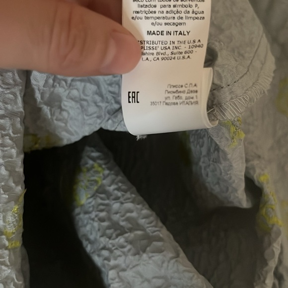 Beatrice .B Blue Printed Halter Baby Doll Dresss w/Puff Sleeves Made in Italy 4 - Picture 7 of 7